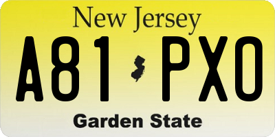NJ license plate A81PXO