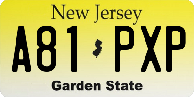 NJ license plate A81PXP