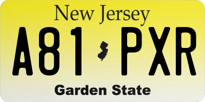 NJ license plate A81PXR
