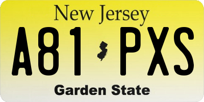 NJ license plate A81PXS
