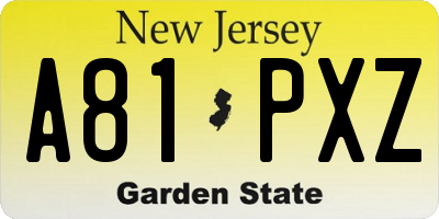 NJ license plate A81PXZ