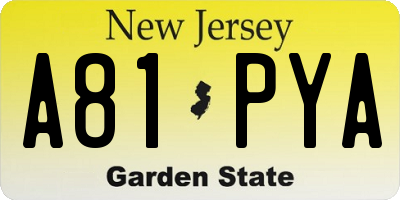 NJ license plate A81PYA