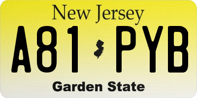 NJ license plate A81PYB