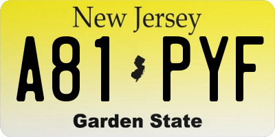 NJ license plate A81PYF