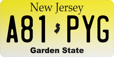 NJ license plate A81PYG