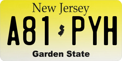 NJ license plate A81PYH