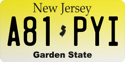 NJ license plate A81PYI