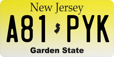 NJ license plate A81PYK