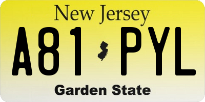 NJ license plate A81PYL