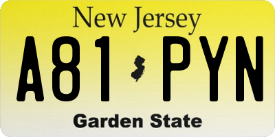 NJ license plate A81PYN