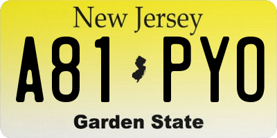 NJ license plate A81PYO