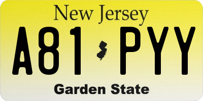 NJ license plate A81PYY
