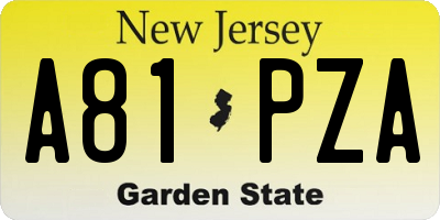 NJ license plate A81PZA