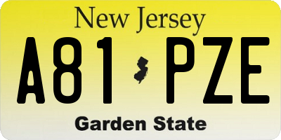 NJ license plate A81PZE