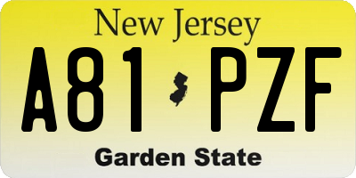NJ license plate A81PZF