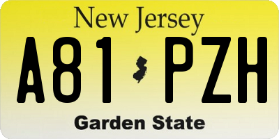 NJ license plate A81PZH