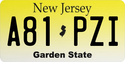 NJ license plate A81PZI
