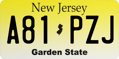 NJ license plate A81PZJ