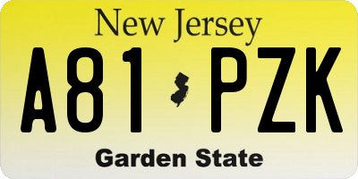 NJ license plate A81PZK