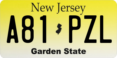 NJ license plate A81PZL