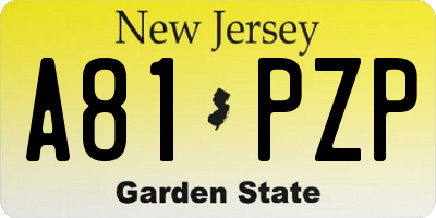 NJ license plate A81PZP
