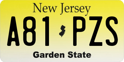 NJ license plate A81PZS