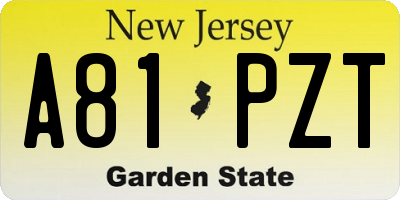 NJ license plate A81PZT