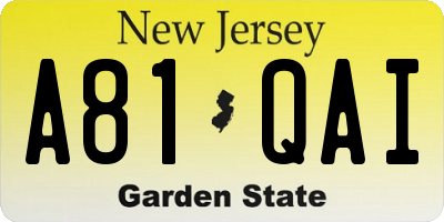 NJ license plate A81QAI