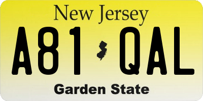 NJ license plate A81QAL