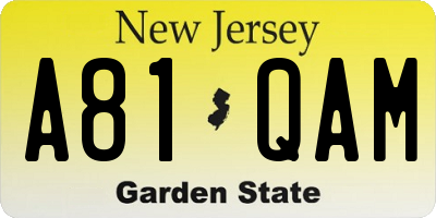 NJ license plate A81QAM