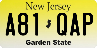 NJ license plate A81QAP