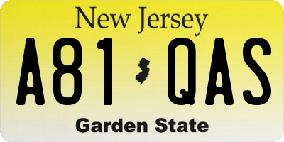NJ license plate A81QAS