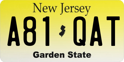 NJ license plate A81QAT