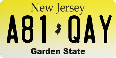NJ license plate A81QAY