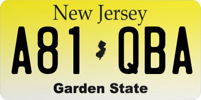 NJ license plate A81QBA