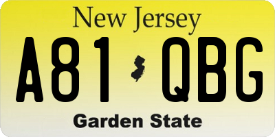 NJ license plate A81QBG