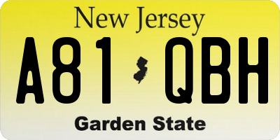 NJ license plate A81QBH