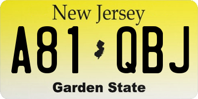 NJ license plate A81QBJ