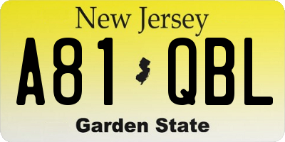 NJ license plate A81QBL