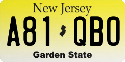 NJ license plate A81QBO