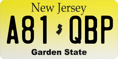 NJ license plate A81QBP