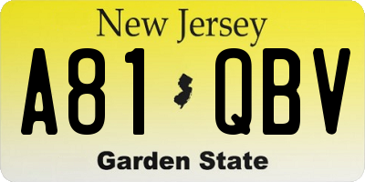NJ license plate A81QBV