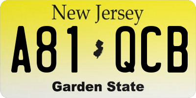 NJ license plate A81QCB