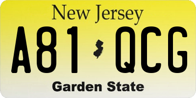 NJ license plate A81QCG
