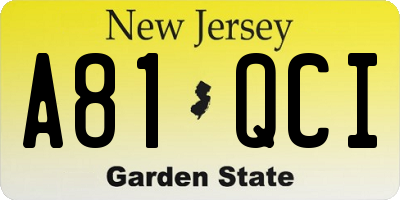 NJ license plate A81QCI