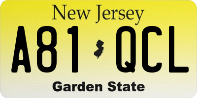 NJ license plate A81QCL