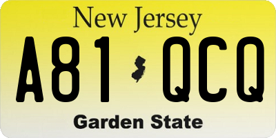 NJ license plate A81QCQ