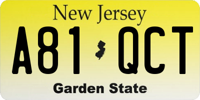 NJ license plate A81QCT