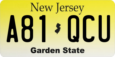 NJ license plate A81QCU