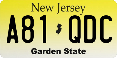 NJ license plate A81QDC